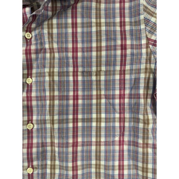 Peter Millar Men’s Long Sleeve Button Down Brown Pink Blue Plaid Shirt Medium - Picture 2 of 7